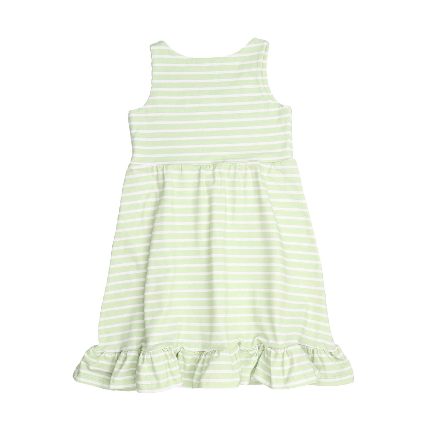 Green stripes 14-Sleeveless Dress