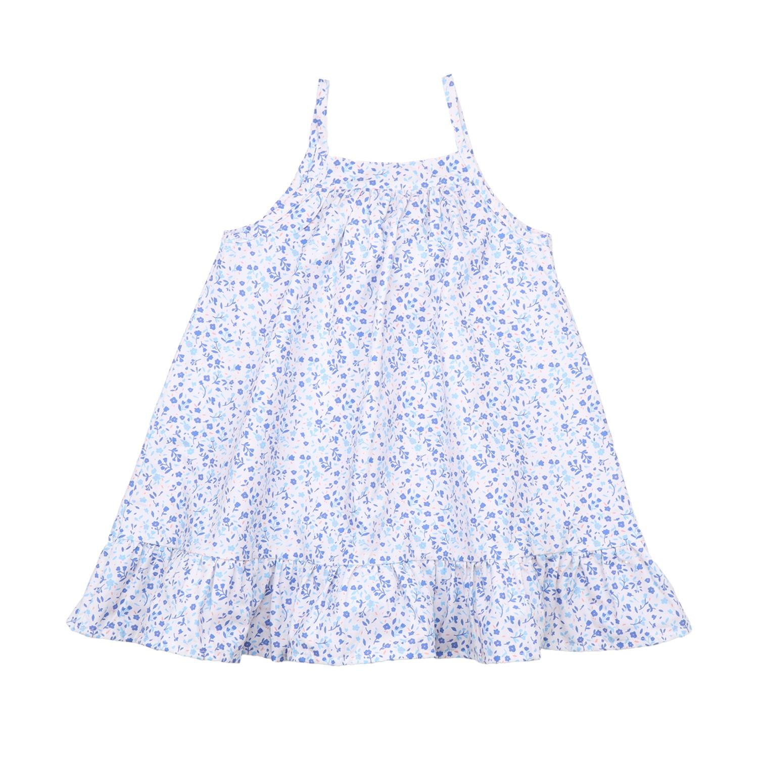 Blue Flowers-Strap Dress