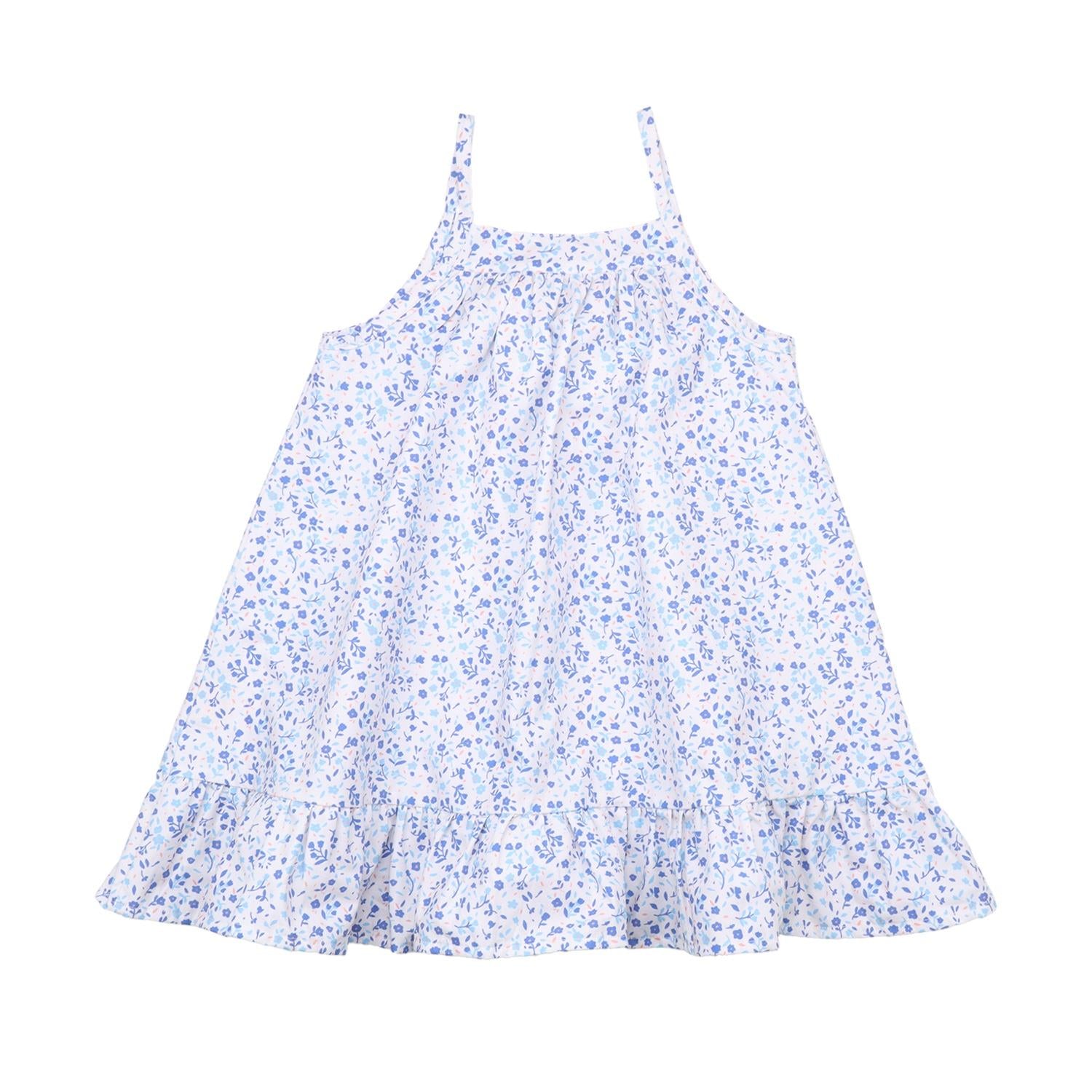 Blue Flowers-Strap Dress