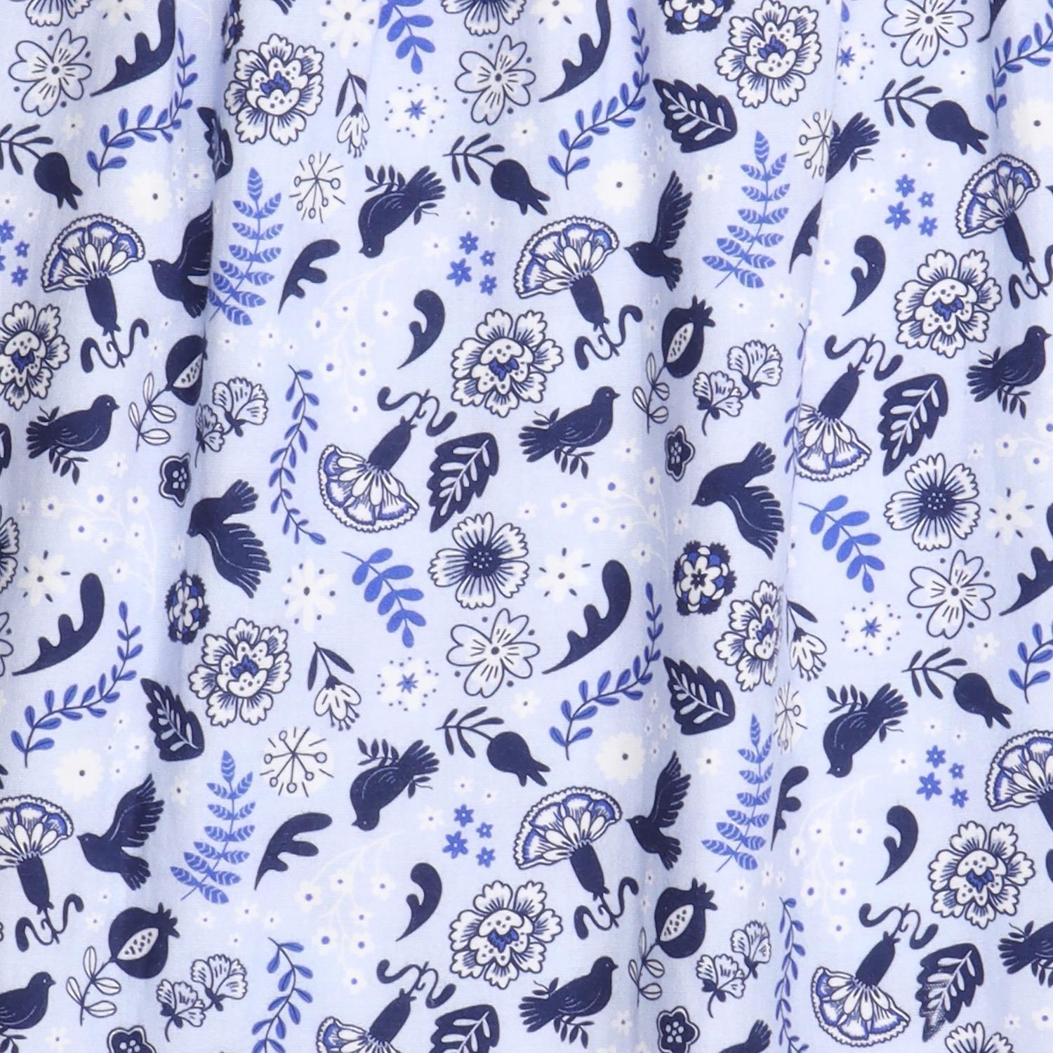 Blue Birds and Flowers-Blouse