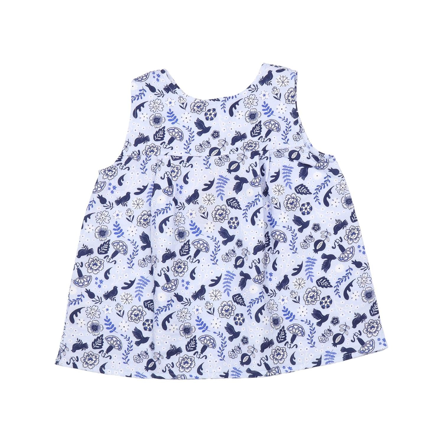 Blue Birds and Flowers-Blouse