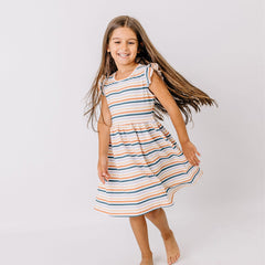Colorful Stripes-Ruffle Dress