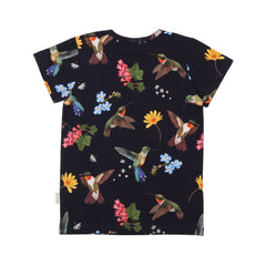 Hummingbirds Around Flowers-T-Shirt