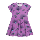 Şık Tavus Kuşu Kloş Elbise