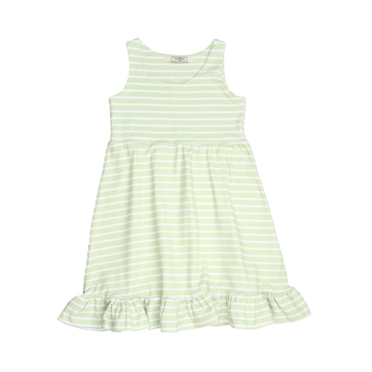 Green stripes 14-Sleeveless Dress