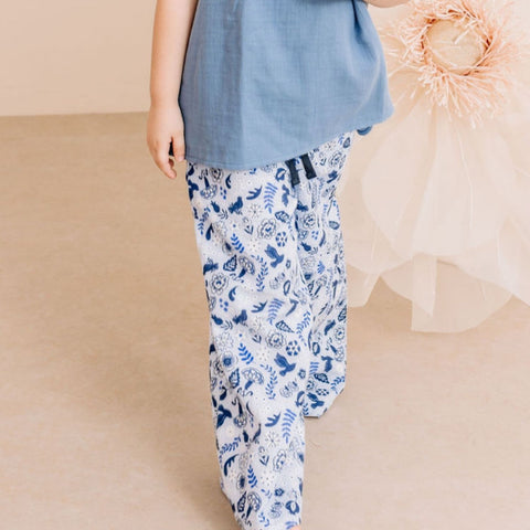 Blue Birds and Flowers-Pants