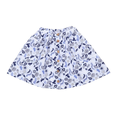 Blue Birds and Flowers-Skirt