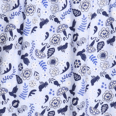 Blue Birds and Flowers-Skirt