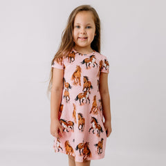 Graceful Horses-Flared Dress