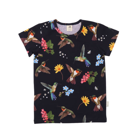 Hummingbirds Around Flowers-T-Shirt