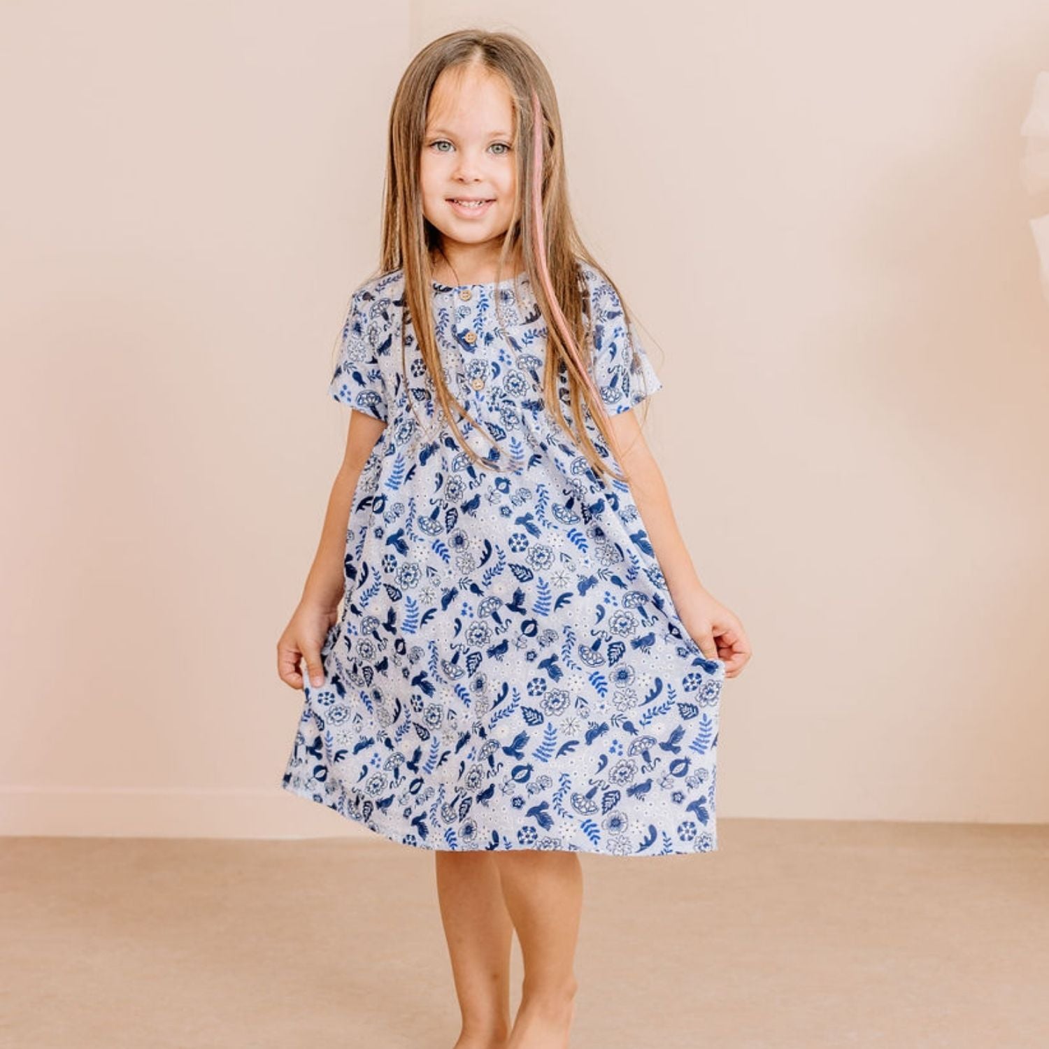 Blue Birds and Flowers-Dress