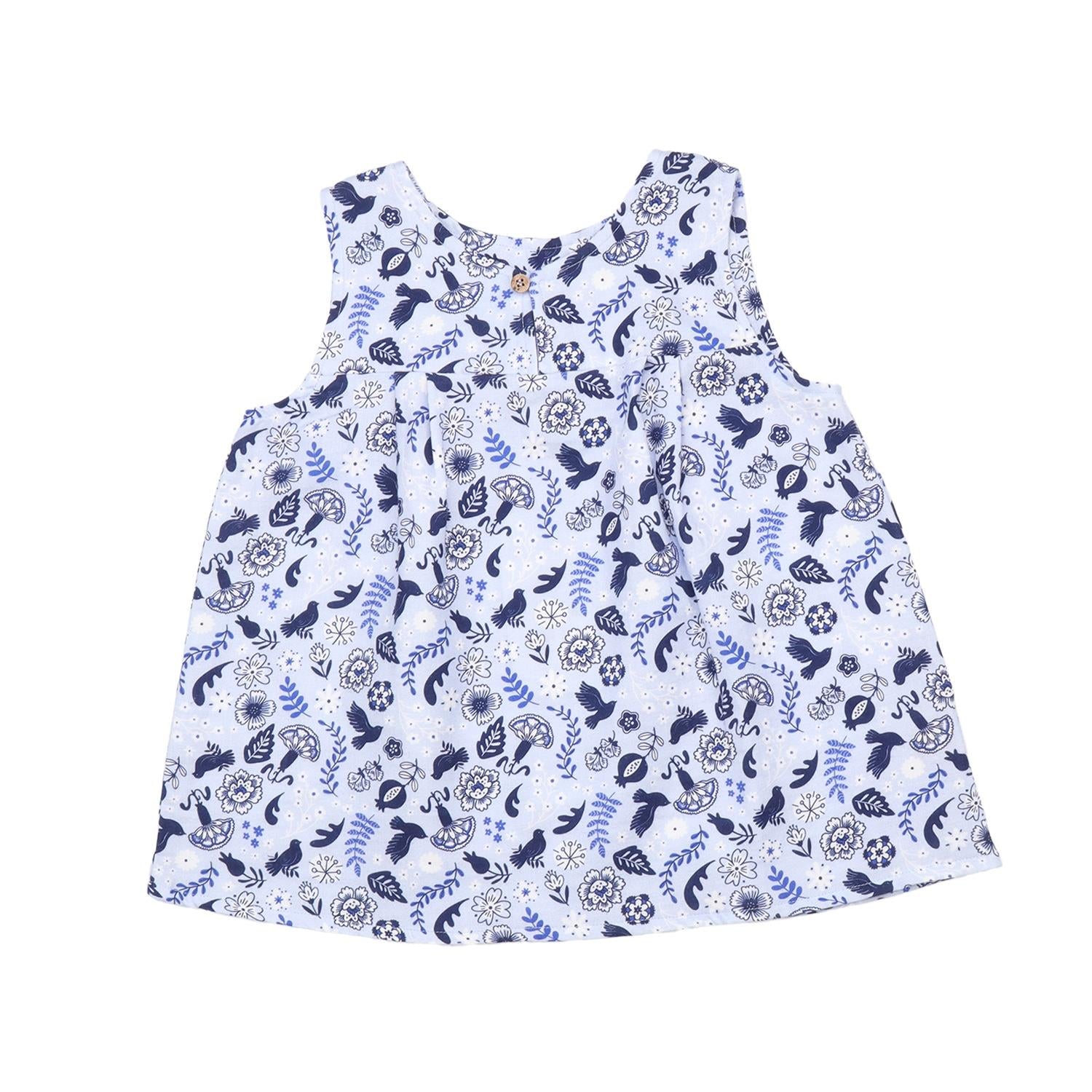 Blue Birds and Flowers Blouse
