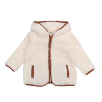 Cream Fleece-Fleece Hooded Jacket