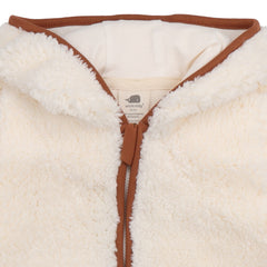 Cream Fleece-Fleece Hooded Jacket