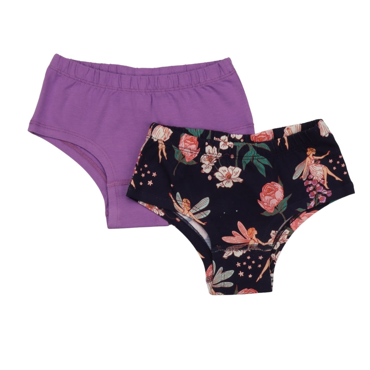 Walkiddy Fairies and Flowers Organic Cotton Kids' Brief – 2-Pack, GOTS Certified
