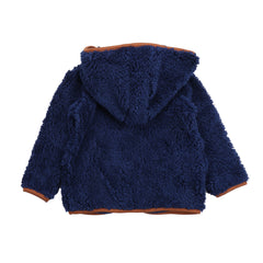 Navy Fleece-Fleece Hooded Jacket